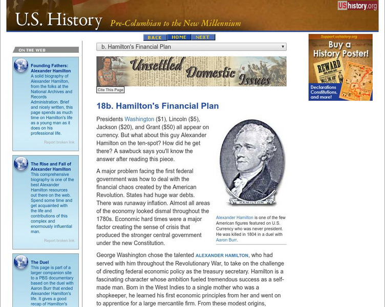 U.s. History: Hamilton's Financial Plan Website U.s. History: Hamilton's Financial Plan Website