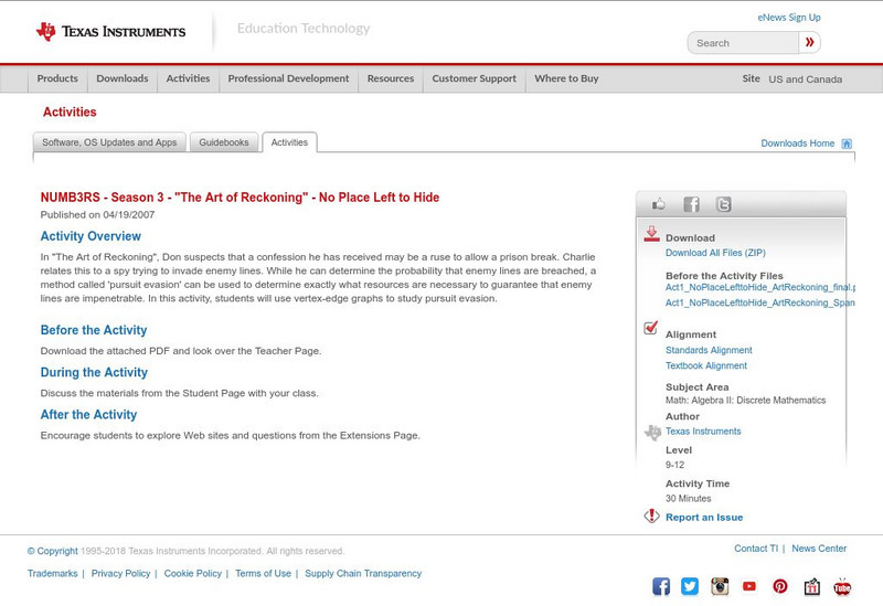 Texas Instruments: Numb3 Rs: No Place Left to Hide Activity