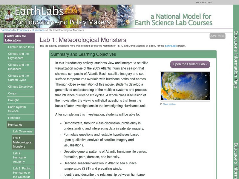 Serc: Lab 1: Meteorological Monsters Activity Serc: Lab 1: Meteorological Monsters Activity