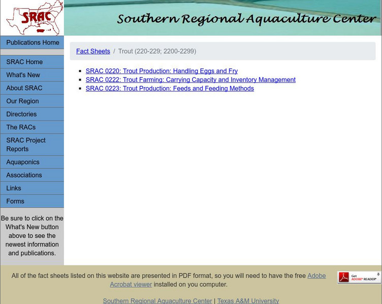 Srac: Fact Sheets: Trout Article Srac: Fact Sheets: Trout Article