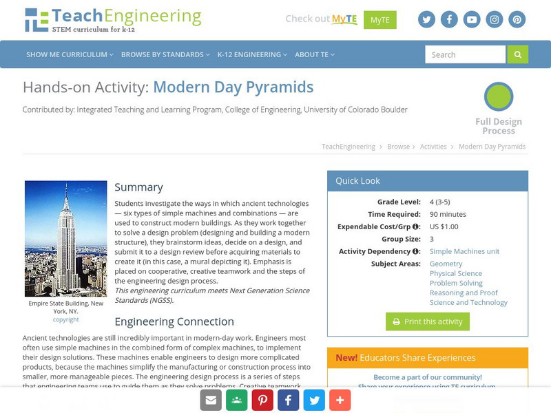 Teach Engineering: Modern Day Pyramids Activity Teach Engineering: Modern Day Pyramids Activity
