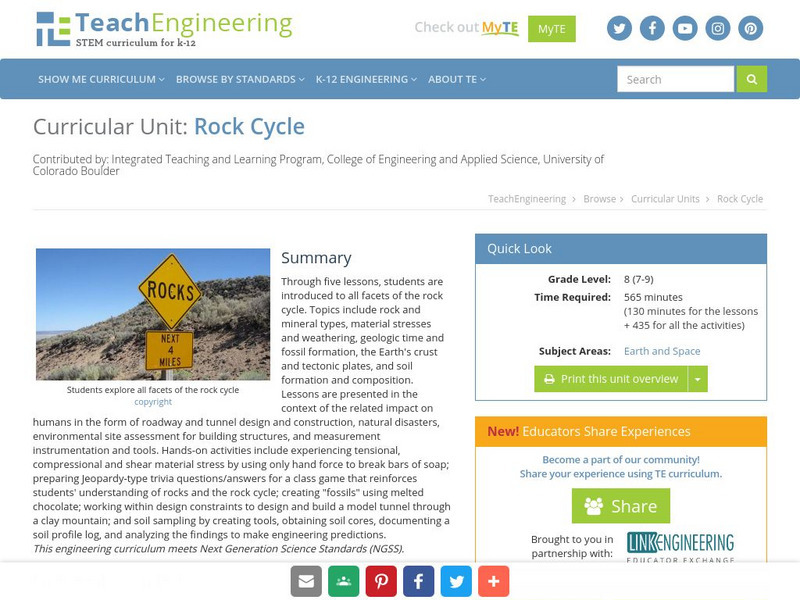 Teach Engineering: Rock Cycle Unit Plan Teach Engineering: Rock Cycle Unit Plan