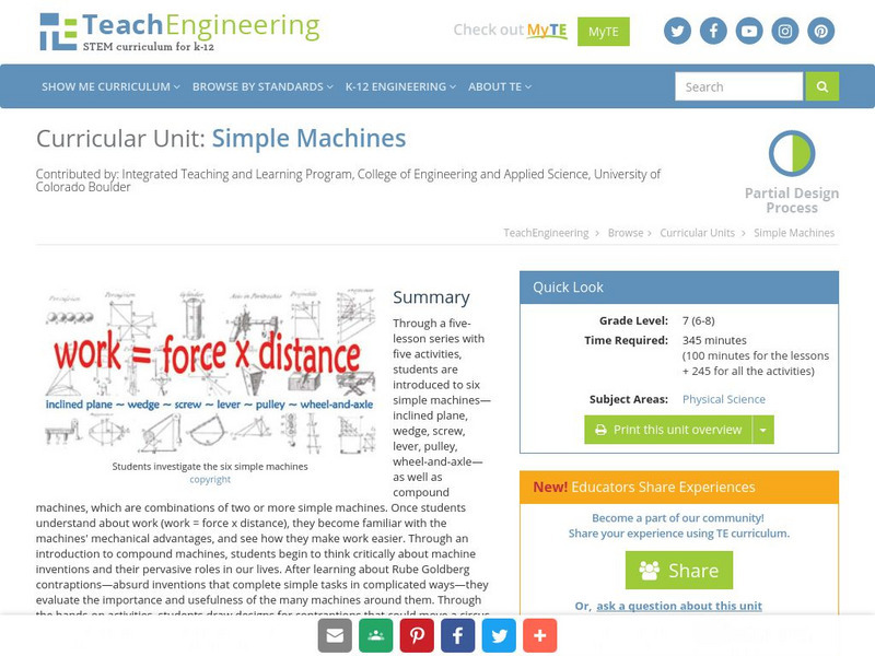 Teach Engineering: Simple Machines Unit Plan Teach Engineering: Simple Machines Unit Plan