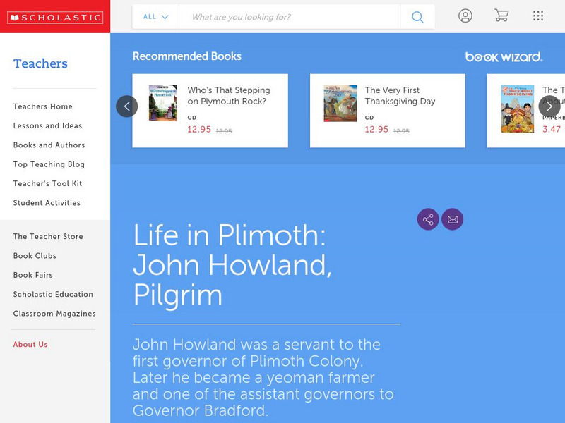 Scholastic: Pilgrim John Howland Activity Scholastic: Pilgrim John Howland Activity