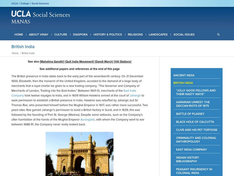 Ucla: Manas: British India Website Ucla: Manas: British India Website