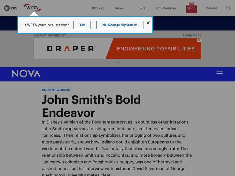 Pbs: Nova: John Smith's Bold Endeavor Primary Pbs: Nova: John Smith's Bold Endeavor Primary