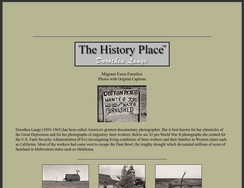 The History Place: Dorothea Lange: Migrant Farm Families Primary The History Place: Dorothea Lange: Migrant Farm Families Primary
