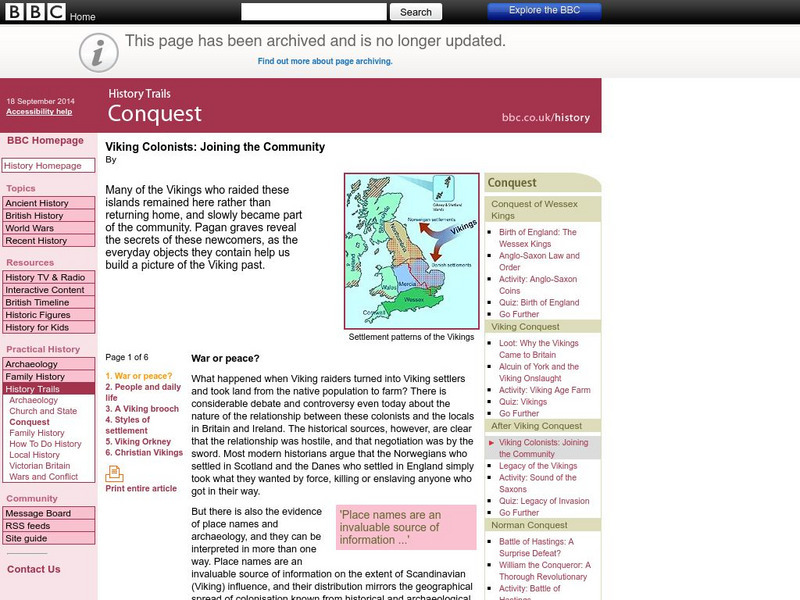 Bbc: Viking Colonists: Joining the Community Article