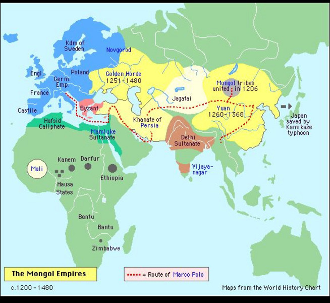 World History Chart: Route of Marco Polo Graphic