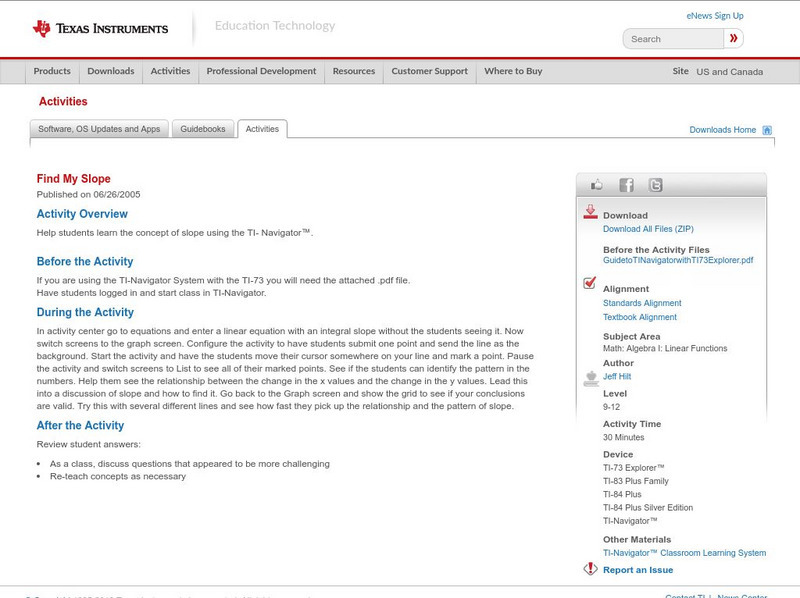 Texas Instruments: Find My Slope Activity