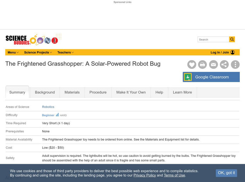 Science Buddies: Project Ideas: Electronics and Solar Energy With a Robot Bug Activity Science Buddies: Project Ideas: Electronics and Solar Energy With a Robot Bug Activity