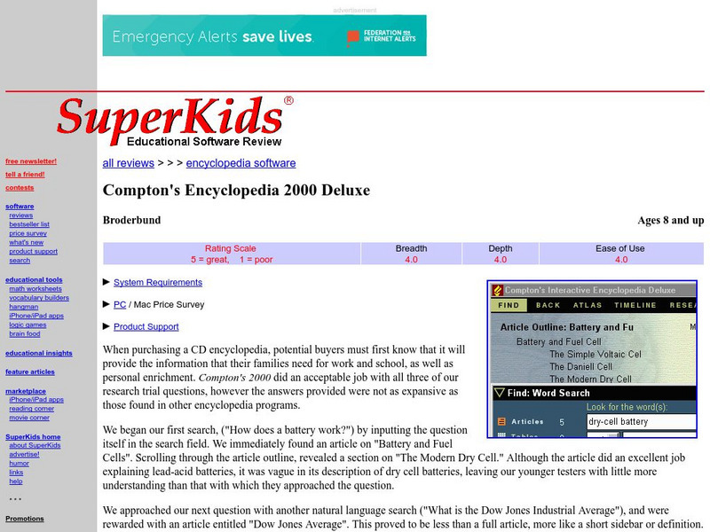 Super Kids: Compton's Encyclopedia 2000 Deluxe Handout Super Kids: Compton's Encyclopedia 2000 Deluxe Handout