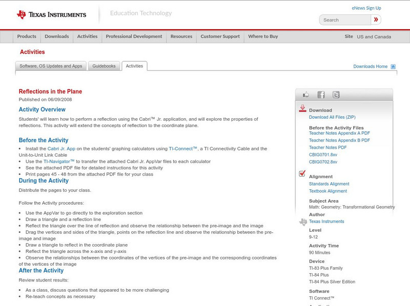 Texas Instruments: Reflections in the Plane Activity Texas Instruments: Reflections in the Plane Activity