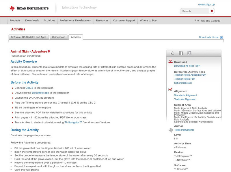 Texas Instruments: Animal Skin Adventure 6 Activity Texas Instruments: Animal Skin Adventure 6 Activity