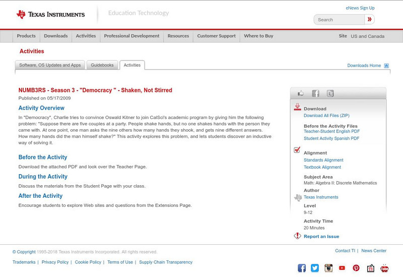 Texas Instruments: Numb3 Rs: Shaken, Not Stirred Activity