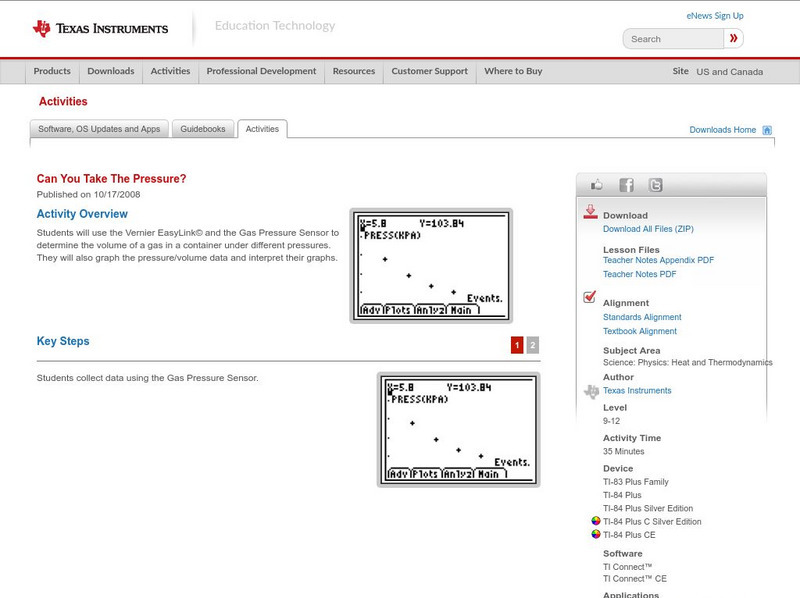 Texas Instruments: Can You Take the Pressure? Activity Texas Instruments: Can You Take the Pressure? Activity