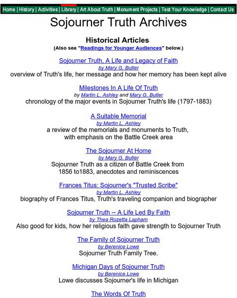Sojourner Truth Institute: Articles About Sojourner Activity Sojourner Truth Institute: Articles About Sojourner Activity