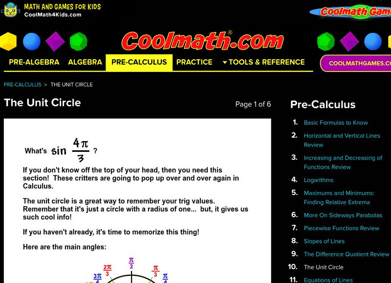 Coolmath: The Unit Circle Interactive Coolmath: The Unit Circle Interactive