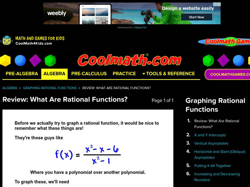 Coolmath: Review What Are Rational Functions? Handout Coolmath: Review What Are Rational Functions? Handout