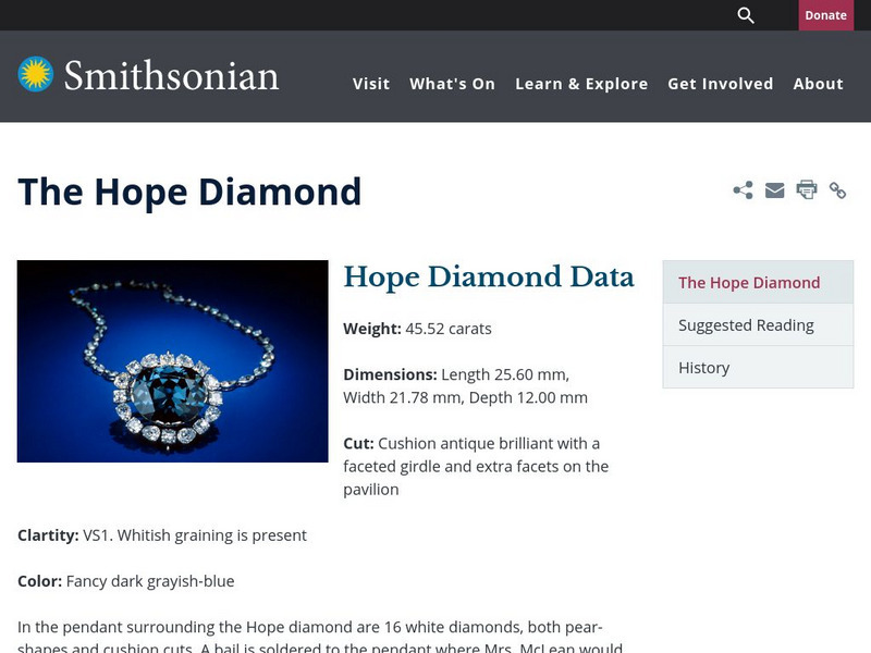 Encyclopedia Smithsonian: The Hope Diamond Handout Encyclopedia Smithsonian: The Hope Diamond Handout