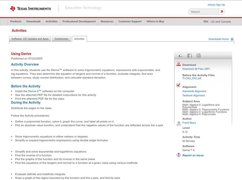 Texas Instruments: Using Derive Activity