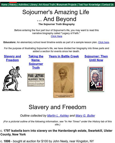 Sojourner Truth Institute: Sojourner's Amazing Life Activity Sojourner Truth Institute: Sojourner's Amazing Life Activity