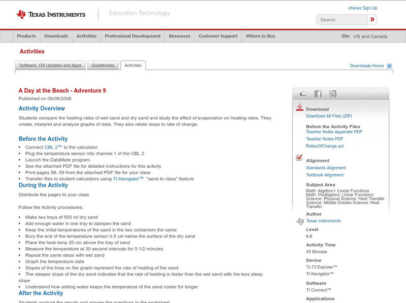 Texas Instruments: A Day at the Beach Adventure 9 Activity Texas Instruments: A Day at the Beach Adventure 9 Activity