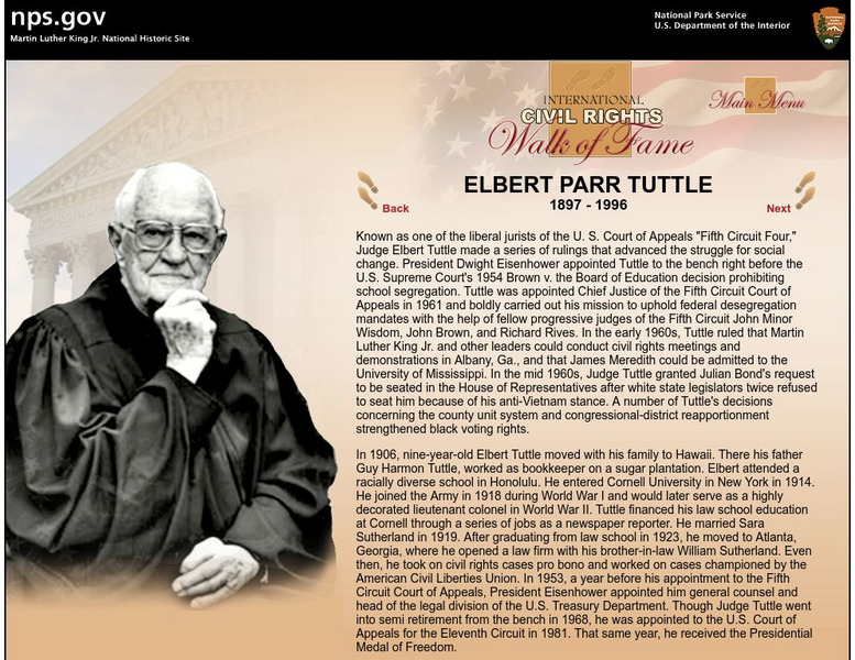 National Park Service: International Civil Rights Walk of Fame: Elbert Tuttle Handout National Park Service: International Civil Rights Walk of Fame: Elbert Tuttle Handout