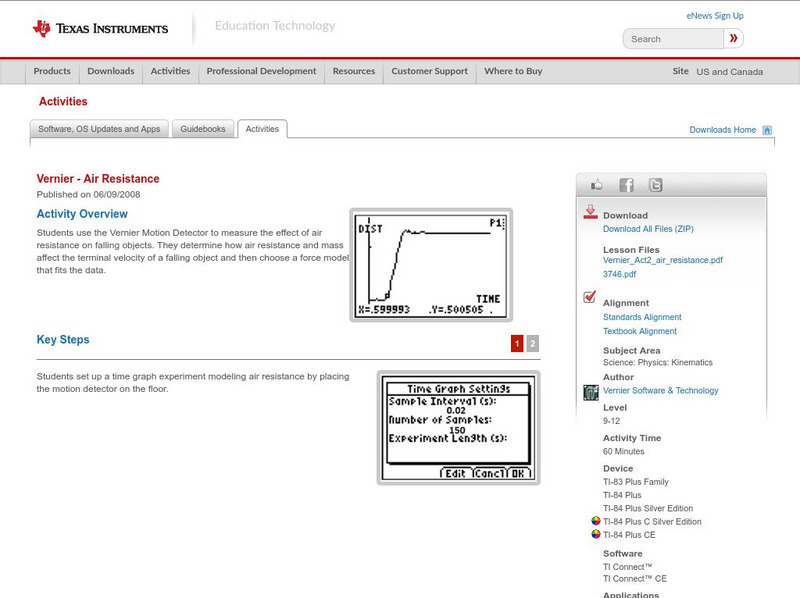 Texas Instruments: Air Resistance Lesson Plan Texas Instruments: Air Resistance Lesson Plan