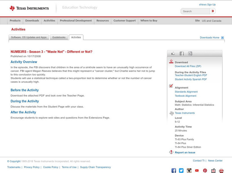 Texas Instruments: Numb3 Rs: Different or Not? Activity Texas Instruments: Numb3 Rs: Different or Not? Activity