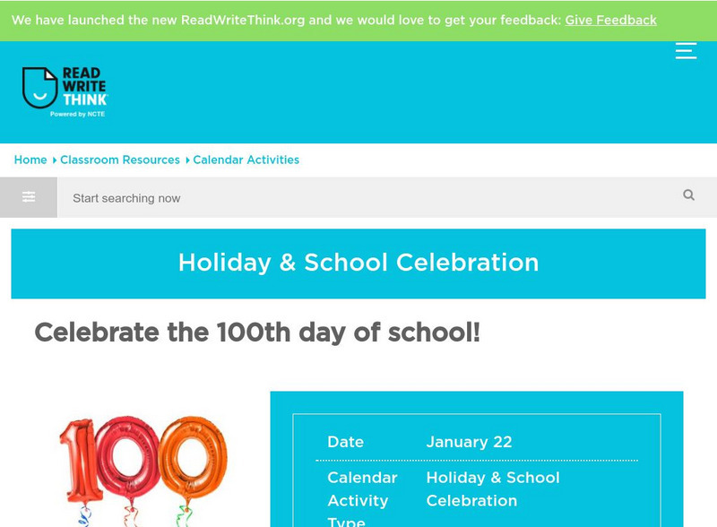 Read Write Think: Red Write Think: Celebrate the 100th Day of School Activity Read Write Think: Red Write Think: Celebrate the 100th Day of School Activity