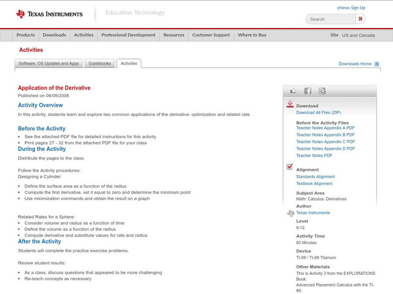 Texas Instruments: Application of the Derivative Activity Texas Instruments: Application of the Derivative Activity