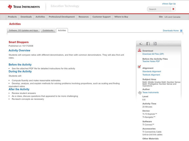 Texas Instruments: Smart Shoppers Activity Texas Instruments: Smart Shoppers Activity