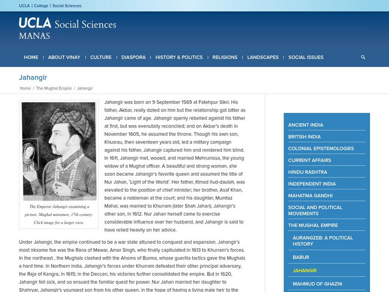 Ucla: Manas: History and Politics: Janangir Article Ucla: Manas: History and Politics: Janangir Article