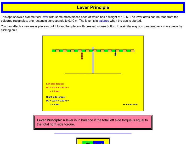 Walter Fendt: Lever Principle Interactive Walter Fendt: Lever Principle Interactive