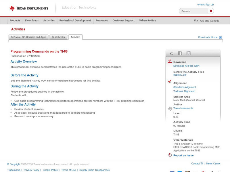Texas Instruments: More Input and Output Activity Texas Instruments: More Input and Output Activity