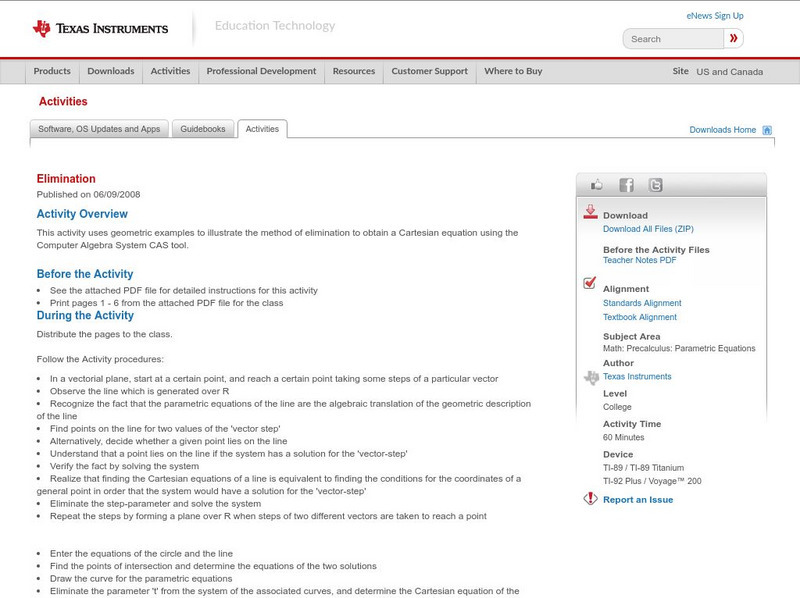 Texas Instruments: Elimination Activity Texas Instruments: Elimination Activity