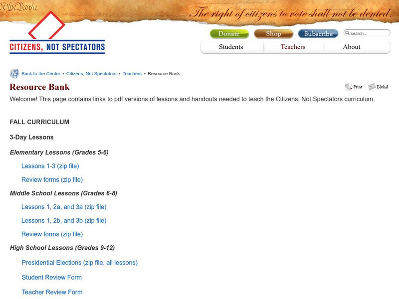 Center for Civic Education: Resource Bank Lesson Plan Center for Civic Education: Resource Bank Lesson Plan