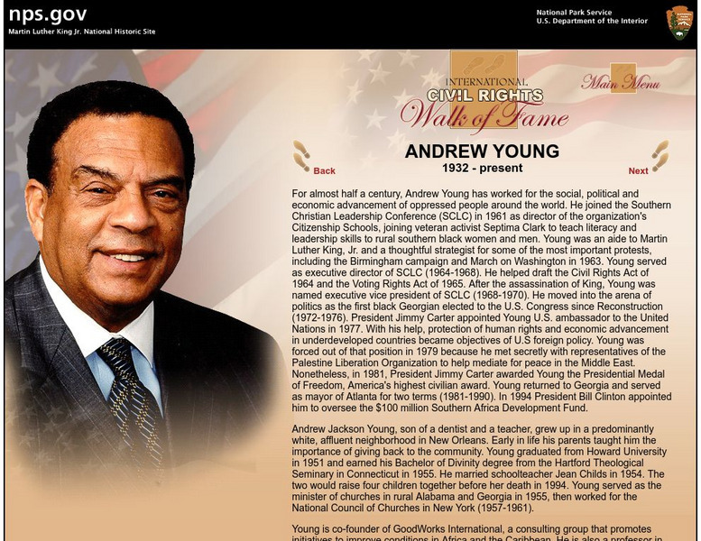 National Park Service: International Civil Rights Walk of Fame: Andrew Young Handout National Park Service: International Civil Rights Walk of Fame: Andrew Young Handout