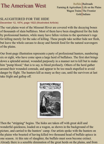 Harpweek: The American West: Slaughtered for the Hide Article