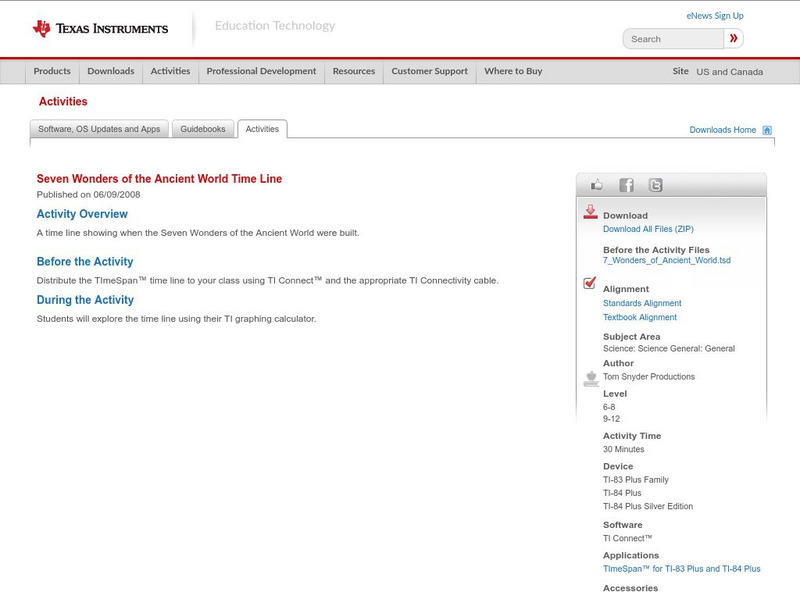 Texas Instruments: Seven Wonders of the Ancient World Time Line Activity Texas Instruments: Seven Wonders of the Ancient World Time Line Activity