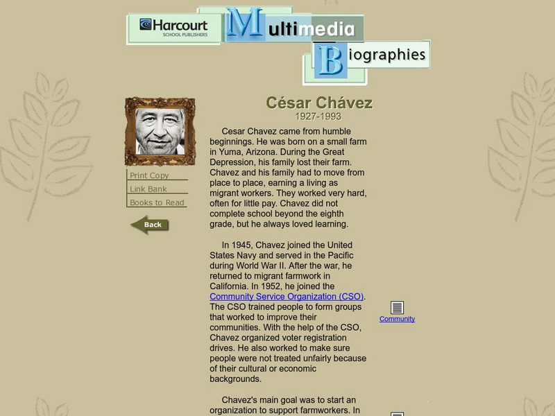 Harcourt: Biographies: Cesar Chavez Website Harcourt: Biographies: Cesar Chavez Website