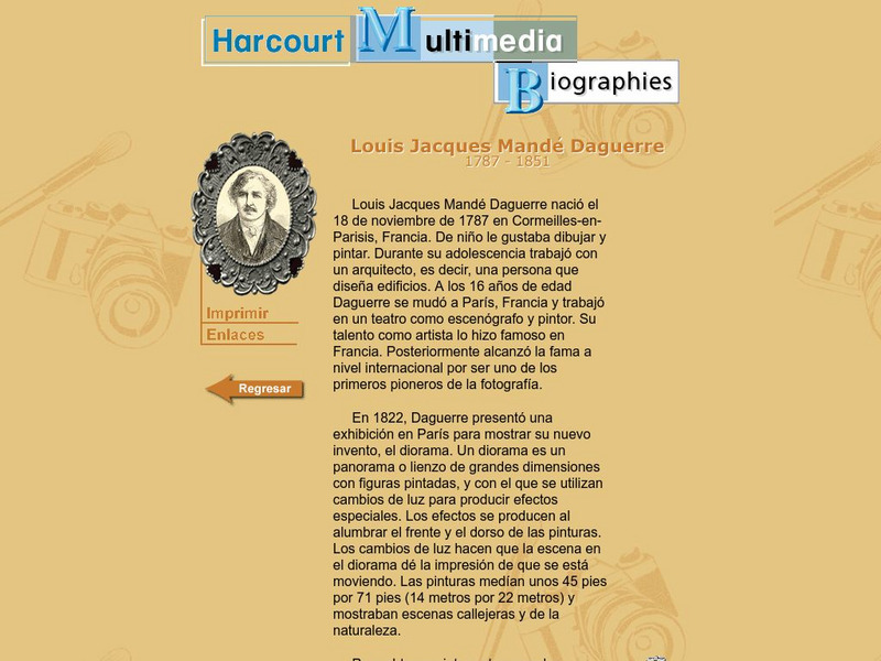 Harcourt: Biographies: Louis Jacques Mande Daguerre Website Harcourt: Biographies: Louis Jacques Mande Daguerre Website