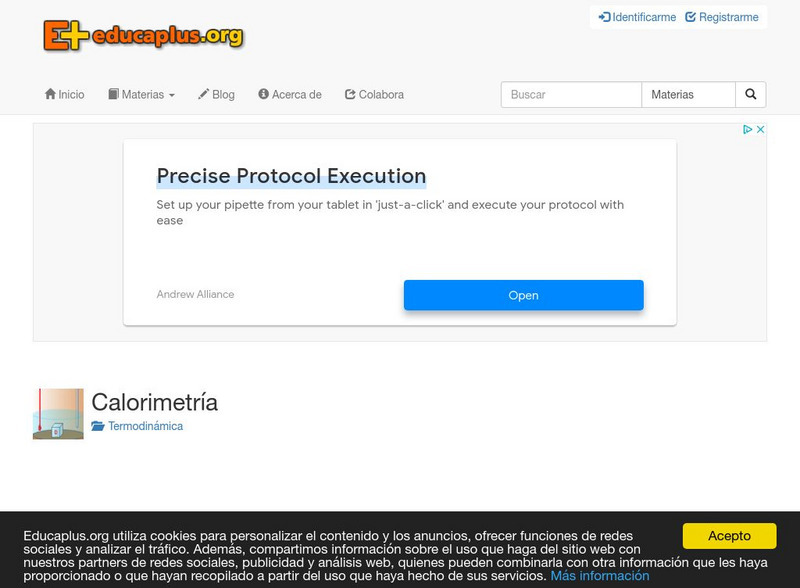 Educaplus: Calorimetria [In Spanish] Activity