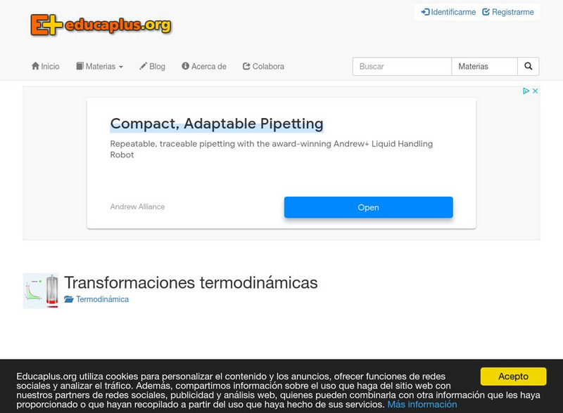 Educaplus: Transformaciones Termodinamicas [In Spanish] Activity