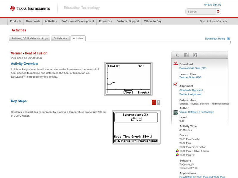 Texas Instruments: Heat of Fusion Activity Texas Instruments: Heat of Fusion Activity