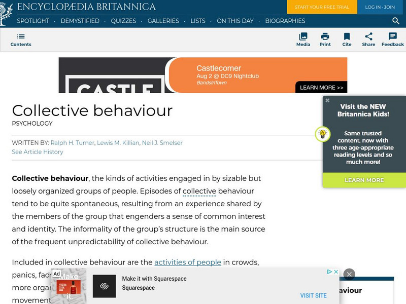 Encyclopedia Britannica: Collective Behaviour Handout Encyclopedia Britannica: Collective Behaviour Handout