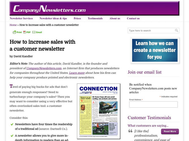 How to Increase Sales With a Customer Newsletter Article How to Increase Sales With a Customer Newsletter Article