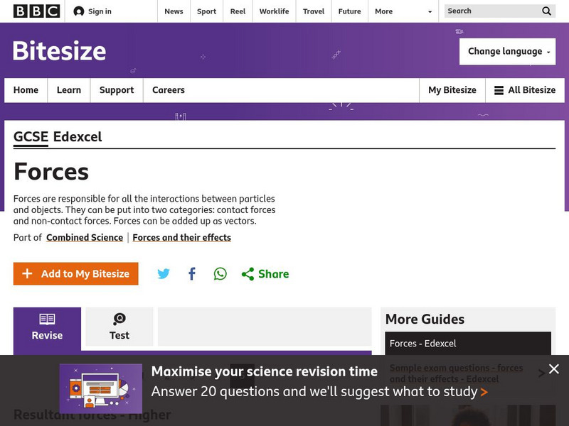 Bbc: Gcse Bitesize: Forces Unit Plan Bbc: Gcse Bitesize: Forces Unit Plan