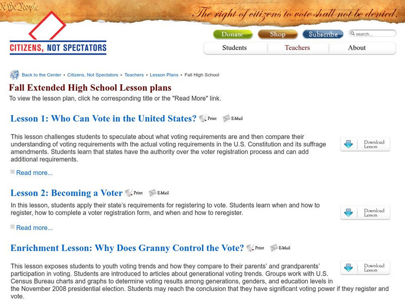 Center for Civic Education: Fall Extended Lesson Plans on Voting Lesson Plan Center for Civic Education: Fall Extended Lesson Plans on Voting Lesson Plan